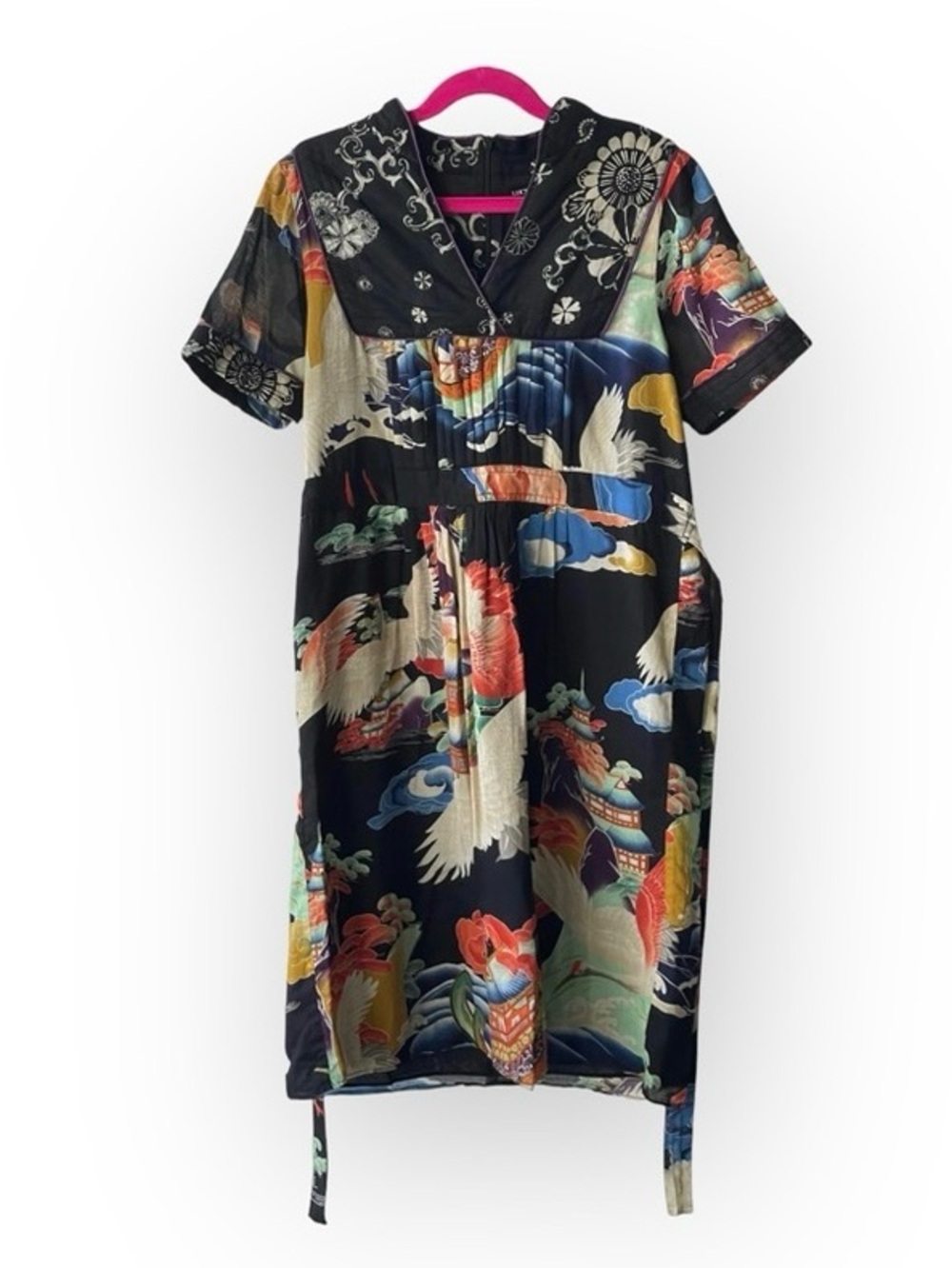 Y2K: Lucky Brand 𒀭 Asian Mixed Print Dress 𒀭Heavily Detailed Graphics 𒀭12 XXS - Picture 4 of 16
